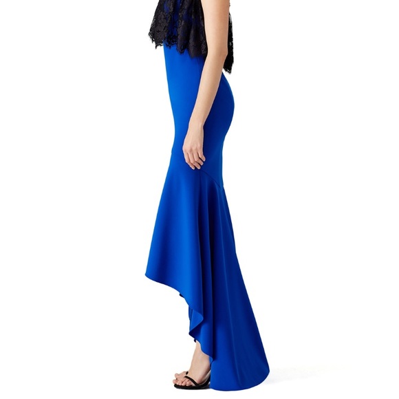 Theia cobalt high low ruffle gown size 4 Long. - Picture 4 of 7